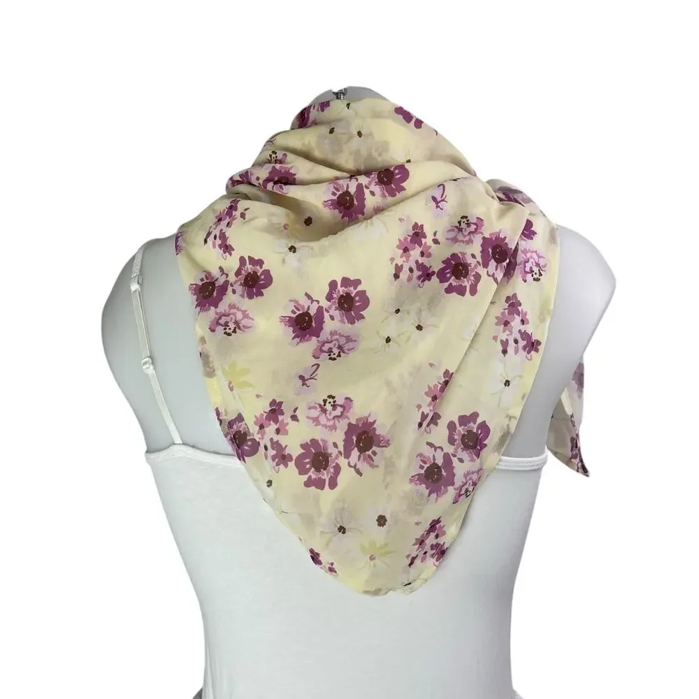 Princess Polly Women's Cream Purple Floral Rectangle Shawl Wrap Scarf One Size